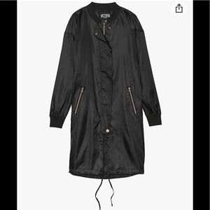 NWT Victoria's Secret Sport Long Full Zip Bomber Jacket in Black
